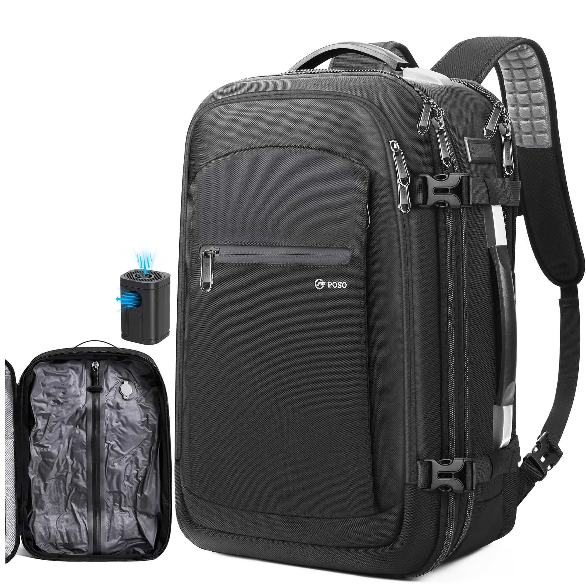 P POSO Vacuum Seal Travel Backpack 60L Exapandable Air Compression